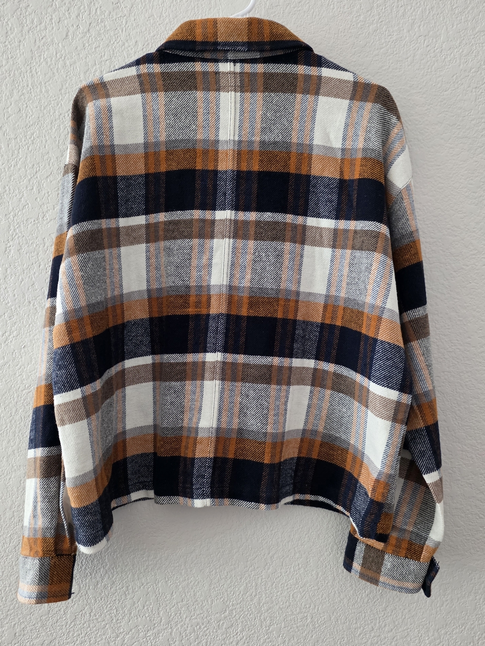 Brixton Plaid Button-Up Shacket in Navy, Rust & Cream - Picture 2 of 3